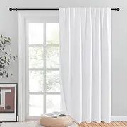 NICETOWN 50% Light Blocking Vertical Blinds for Sling Door, Window Curtains, Privacy 50% Blackout Curtains for Patio, Extra Wide Drapes for Boy's Room (White, W80 inches x L84 inches, Single Panel)