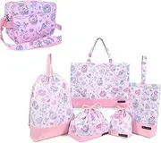 COLORFUL CANDY STYLE NU503100 Kindergarten Entrance School Entrance 6-Piece Set, Lesson Bag, Shoe Case, Drawstring Bag, Gymnastics Clothes Bag, Lunch Bag, Cup Bag, Small Items, Kindergarten Bag, Milky
