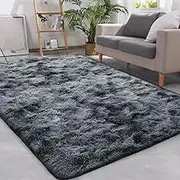 Fluffy Bedroom Large Rug Carpet Feet Shaggy Rugs for Bedroom Kids Room Plush Nursery Rug Living Room Area Rugs Room Decor,Dark Grey,1600MMx2300MM