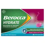Berocca Hydrate Raspberry Blackcurrant Effervescent 20 Tablets