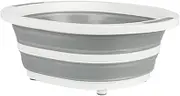 Folding Cutting Board, Multi-Function Vegetable Basket, 9l Wash Bowl with Drain Lid, Space-Saving Foldable Design for Sink BBQ Camping RV Travel Grayish White