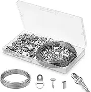 Picture Hanging Wire, 131 Pcs Picture Frame Hanging Wire, Metal Picture Hanging Wire for Mirror, Clock Frame, Artwork Hanging（silvery）