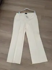 Talbots Pants Curvy Womens Sz. 16 Cream Ivory Wool Flat Front NWT $129