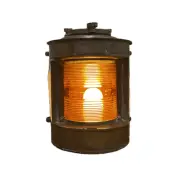 Brass Navigation Light with Orange Fresnel Lens