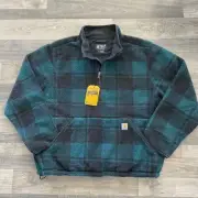 NWT Carhartt Quarter-Zip Sherpa Pullover Sweatshirt Men’s XXL Green Black 106443