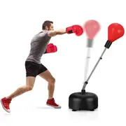 Costway Free Standing Punching Boxing Bag Stand Height Adjustable Reflex Speed Ball w/Gloves & Suction Cups Red