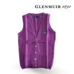 【GLENMUIR】紫紅V領開襟毛衣(針織衫 毛衣 長袖毛衣 線衫)