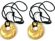 Lil Jumbl BPA-Free Baby Teething Pendant Necklace PT001 Metallic Yellow LOT OF 2
