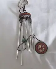 NEW FIMO Wind Chimes Red Flower Design Wind Catcher by Seventh Sense New/Tag