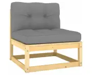 Outdoor Garden Patio Sofa Sectional Solid Wood Comfortable Grey Cushions Cozy