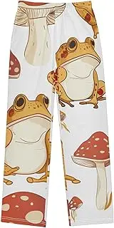 [ZZXXB] Frog and Mushroom Pattern Boys Long Pants Soft Trousers Elastic Waist Kids Lounge Bottoms with Pockets S-XL