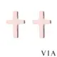 【VIA】符號系列 經典十字架造型白鋼耳釘 造型耳釘玫瑰金色