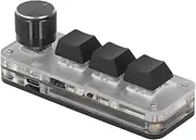 3 Keys Macro Mechanical Keypad with 1 Knob, One Handed Programmable Keypad, BT Connection, Blue Switch, USB RGB Customized Mini Pad for Work Rhythm Games