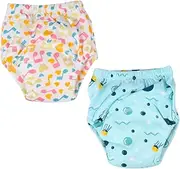 BESTonZON 2pcs Baby Training Pants for Baby Learning Diapers Washable Breathable Cotton Training Pants 6-Layer Absorbent Diaper M Size