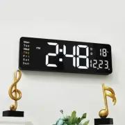 LED Digital Wall Clock Temperature Date Day Display Electronic Large Wall Clock
