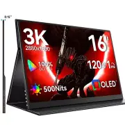16” OLED Portable Monitor 2880x1800 Laptop Monitor 120Hz Gaming Screen 100000:1