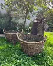 natural wicker garden harvest basket with handle handmade rustic laundry hamper