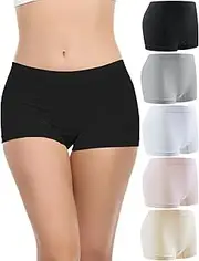 [Begrily] Boy Shorts Underwear for Women, Ladies Nylon Stretch Comfort Flex Fit Seamless Boyshort Panties Boxer Briefs 5 Pack