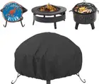 Black round Fire Pit Cover, Heavy Duty Waterproof Outdoor Firepit Bowl Cover, Du