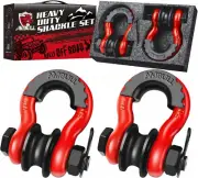 Upgraded Snatch Block 3 4" D Ring Shackle 2 Pack 22 000lb Break Strength with To