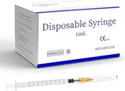 Disposable Syringe with 25Ga 1.0 Inch, Luer Lock Syringes, Individually Wrapped Lab Supplies (1ml-100pcs)
