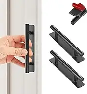 KIKISML 2PCS Self-Stick Instant Cabinet Drawer Door Handles, Aluminum Alloy Adhesive No Drilling Door Pull Handle for Drawer Closet Sliding Door Kitchen Cabinet- Black