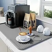 Coffee Mat Silicone Coffee Machine Tray with Raised Edges for Kitchen Counter, Perfect Coffee Pot Tray and Dish Drying Mat Premium Coffee Bar Accessories Fit Under Coffee Maker
