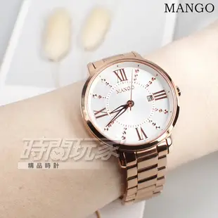 (活動價) MANGO 原廠公司貨 浪漫清新 羅馬時刻 不鏽鋼女錶 防水手錶 玫瑰金電鍍 MA6734L-80R