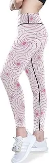 [GuoChe] Tummy Control Yoga Pants for Women Creative Pink Stylized Flowers Sport Booty Scrunch Leggings for Women