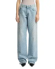 7 For All Mankind Straight Trouser High Rise Jeans in Bleach