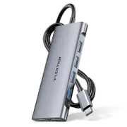 LENTION C35H-1M USB-C Hub Converter Multi-port Docking Station Type-C to 4 USB-A3.0+HD+PD Adapter Compatible with macOS, Windows, Grey