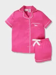NEW PETER ALEXANDER PINK POLY SATIN TOP SHORTS PJ SET JNR 5 $69.95 NO BOX