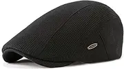 [howkuhat] Adjustable Men's Flat Cap Knitted Casual Beret Newsboy Cap Golf Driving Hat for Camping Outdoor Activities