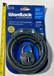 WordLock Bicycle Cable Locks Word Combination 6' Long Flexible Steel Cable & loc