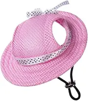 VERDANVERSE Multi Function Pet Sun Hat for Dogs and Cats Adjustable Summer Round Brim Travel Pet Hat Breathable UV Protection in Pink