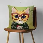 Cats Tapestry Pillow Cover Sofa Couch Gobelin Decorative Pillow Cushion 17x17"