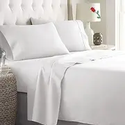ForZzz 3 Piece King Single Bed Sheet Set-2000TC Bedding Sheets & Pillowcases -Breathable Bedding - Wrinkle, Fade, Stain Resistant-Deep Pocket Flat Fitted Bed Sheet Set (White, King Single)