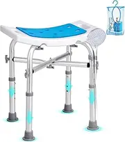 VEVOR Shower Chair, Adjustable Height Shower Stool with Crossbar Support, Shower Seat for Inside Shower or Tub, Non-Slip Bench Bathtub Stool Seat for Elderly Disabled Handicap, 226.8 kg Capacity