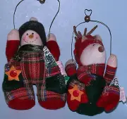 Russ Berrie plush 2pc. set New #101461-2 "Christmas Sampler" snowman & reindeer