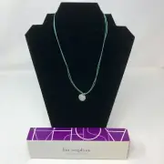 Lia Sophia Necklace Aqua Corded Silver Tone Beaded Disk Spotlight