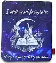 LParkin Book Sleeve Cover with Zipper, I Still Read Fairytales They're Just Dirtier Now Book Protector Pouch, Washable Fabric Book Pouch, 11 x 8.5 Inch Padded Book Sleeve Smut Reader Gift