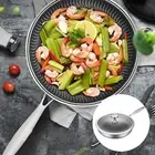 Wok Pan Stainless Steel Wok with Lid Gas Cooktops Easy to Assemble Cooking Wok