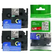 2/Pack 18mm Black on Matte Clear for P-touch Model PT330, PT-330 Label Maker