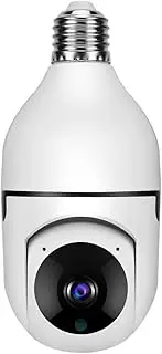 Light Bulb 1080p Security—Wireless Camera WiFi, for Home Surveillance, Screw into Light Bulb Socket, Spotlight Alarm Color Night Vision, Two-Way Talk