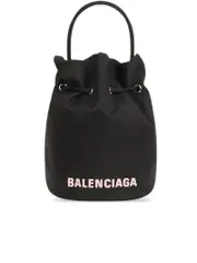 Balenciaga Wheel XS Drawstring Bucket Bag in Black