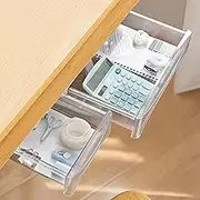 2 Pack Under-Desk Slide Out Drawers Create Extra Storage Organizer with Self-Adhesive or Screw Installation for Home Office (Large and Small)
