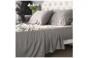 Park Avenue Split King Fitted Sheet Set Pillowcases 500TC Bamboo Cotton Pewter