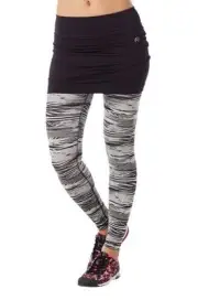 Zumba Treaded Skirt Legging Exercise Fitness Yoga Pants - Smoke Black Gray Sz XS