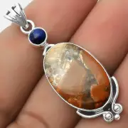 Natural Tabu Jasper & Lapis 925 Sterling Silver Pendant Jewelry P-1045