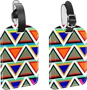 [CWAGFEQZ] 2-Pc Luggage Tags for Suitcases,Travel Tags for Luggage,Geometric Pattern Triangle Retro Style